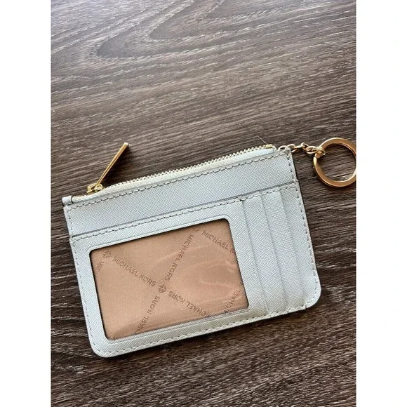 Michael Kors Jet Set Small Top Zip Coin Pouch Id Holder Saffiano Vista Blue - Picture 4 of 6